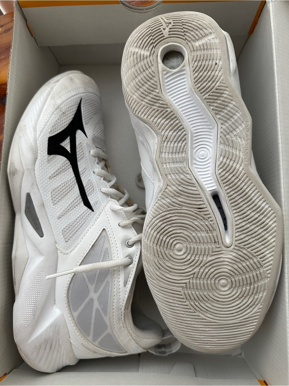 Mizuno White and Black Performance Court Shoes